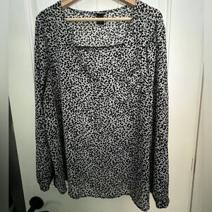 Torrid Monochrome Heart Patterned Blouse